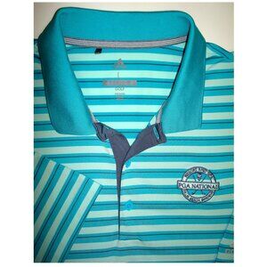 New! PGA NATIONAL RESORT & SPA, ADIDAS GOLF Blue Striped Stretch Polo Shirt